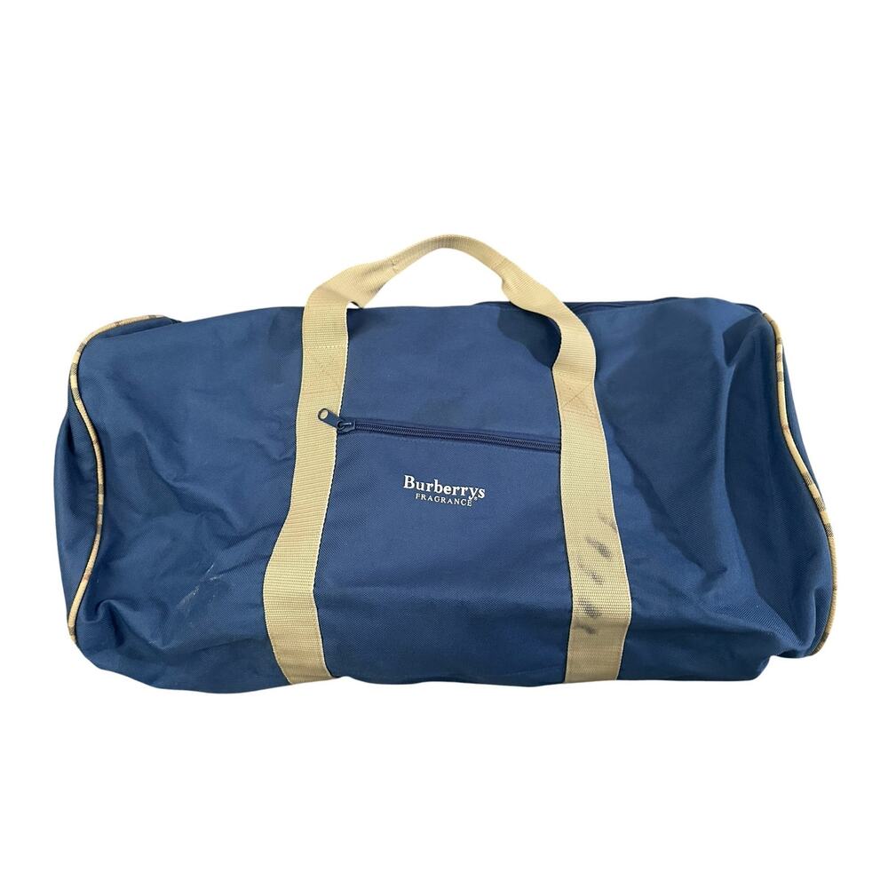 Blue Burberry Fragrance Duffle Bag Sports Travel Tote Luggage Large 22x12x12